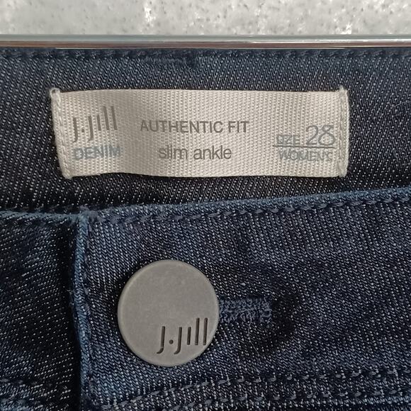 J. JILL AUTHENTIC FIT SLIM ANKLE Jeans Size 28W Dark Wash Denim Embroidered NEW - Picture 4 of 9